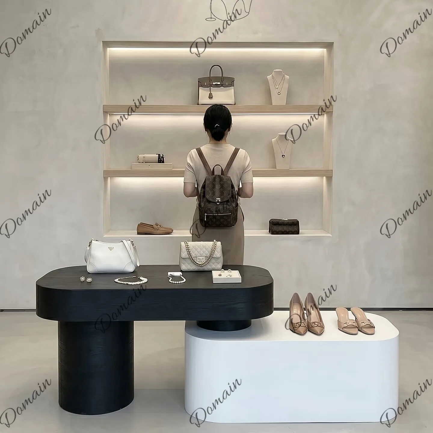 Custom walnut modern light luxury split display cabinet clothing store wooden display rack display cabinet Nakajima