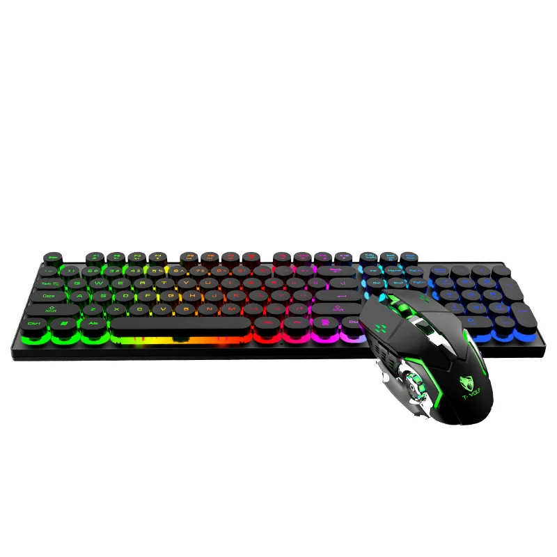 TF380 punk Raton inalambrico 2.4g rechargeable Keyboard and Mouse Set Wireless USB Game Glow Wireless Keyboard and Mouse Set