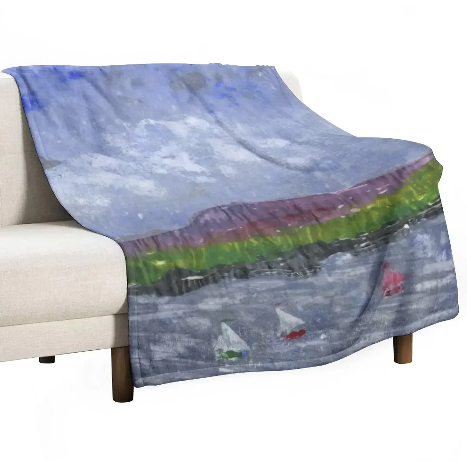 Layered Gelliprint of Trearddur Bay - 1 Throw Blanket Soft Beds Softest Blankets