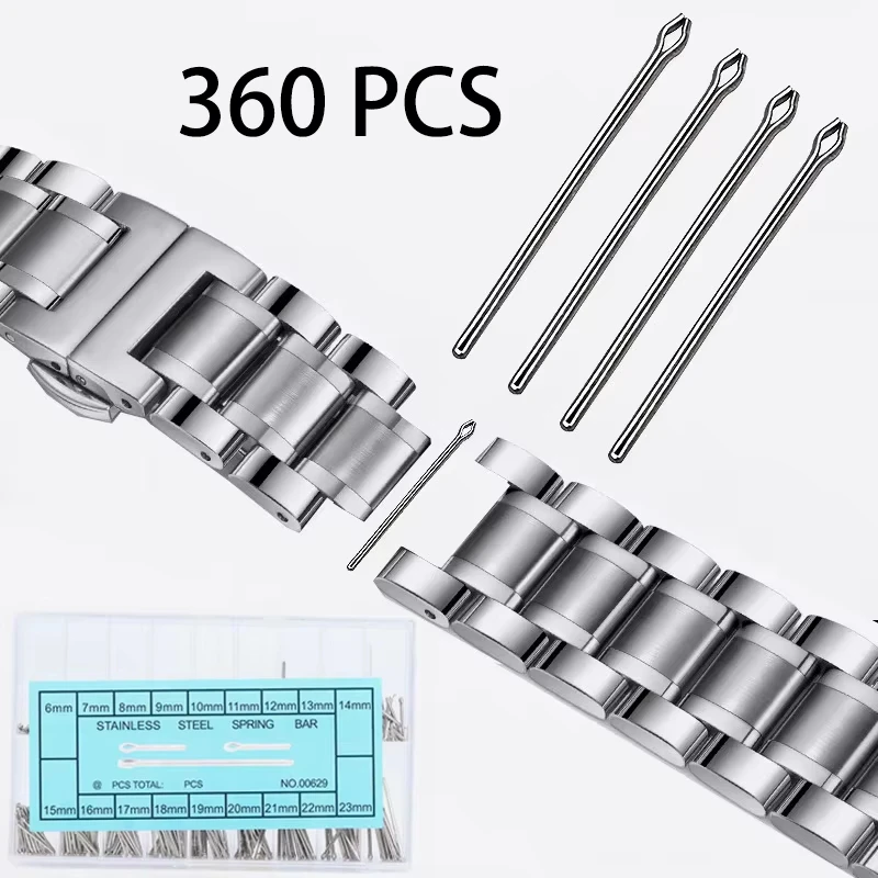360PCS Stainless Steel Watch Band Link Pins Split Pin Connect Bar Hairpin Beads Watch Strap Repair Tool for Watchmakers