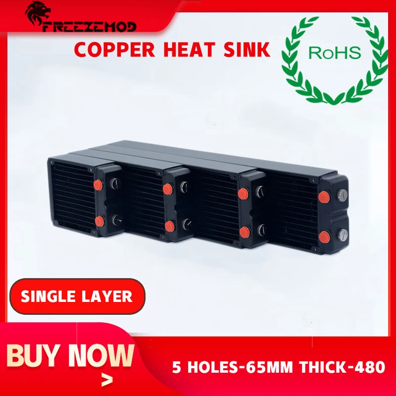 

FREEZEMOD TSRP-HP45-360 Computer Pc Water Cooler Copper Radiator Double Layers 45MM Thick Copper Fins G1/4 ROHS Certification