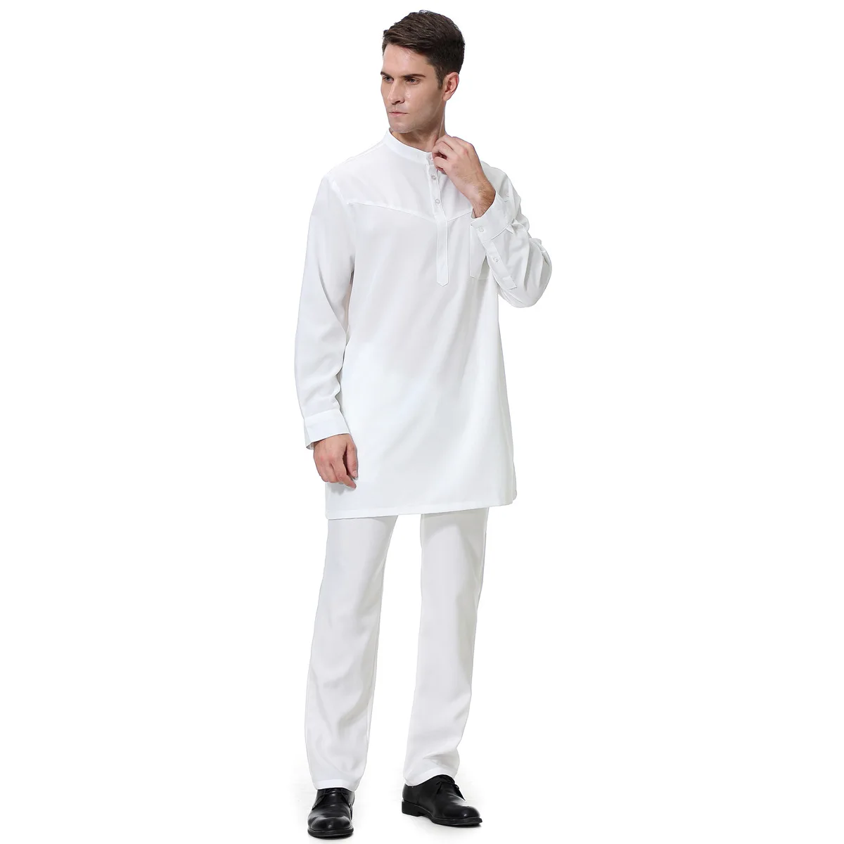 Traje de pantalones de toga para hombres de Oriente Medio, Thobe árabe musulmán, traje de caftán Thawb