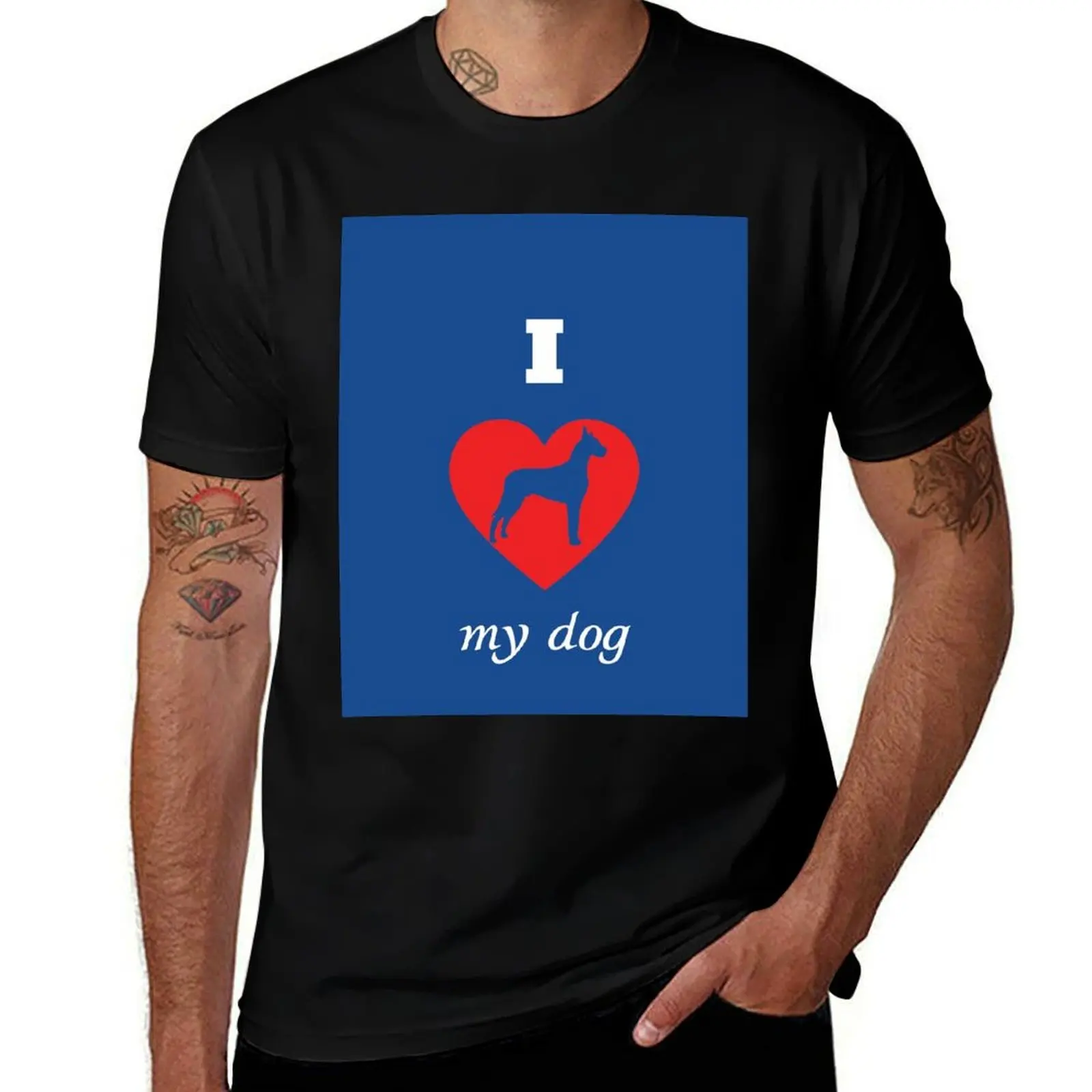 Great Dane - I Love My Dog T-Shirt Summer Holiday Casual Tee T-Shirt