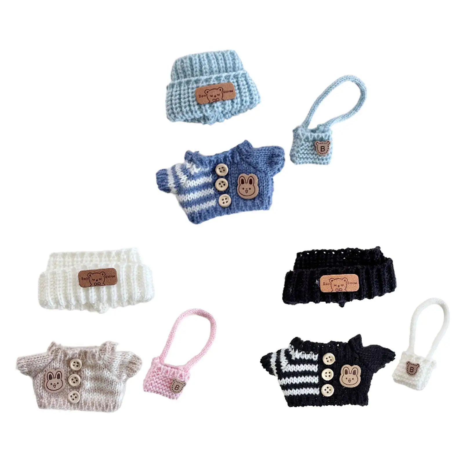 3Pcs Miniature Doll Clothes Set Hat Sweater Backpack Set Cute Doll Dress up Toy Girl Doll Outfits for 15cm 17cm Pendant Doll