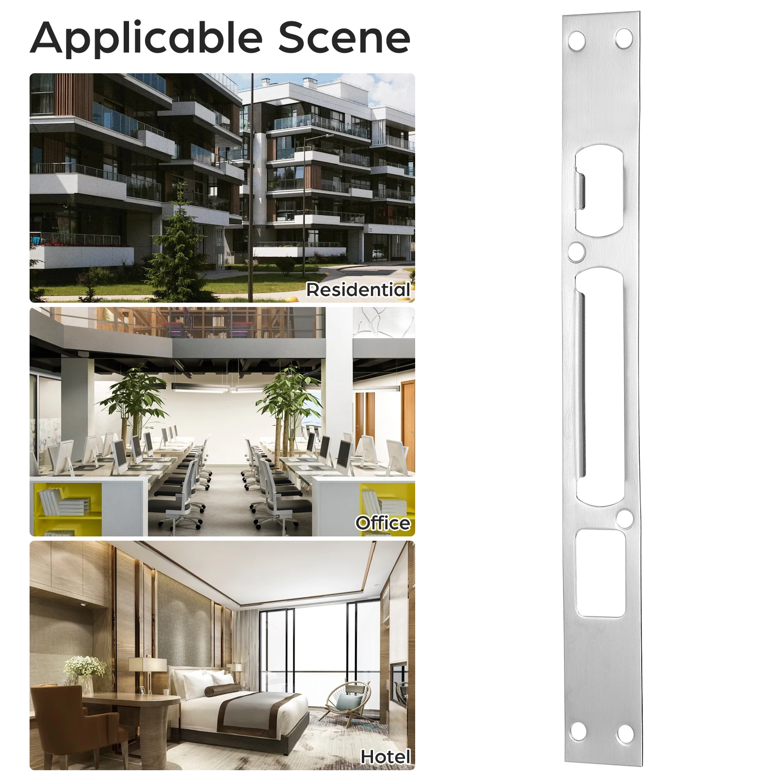 

2Pcs Lock Body Buckle 1.2mm Stainless Steel Security Plates for Door Strike Installation Door Hole Filler Plate Kit