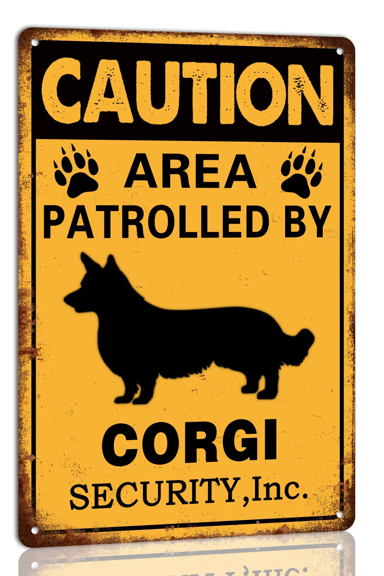 Caution Area Patrolled By Corgi Metal Tin Sign Caution Dog Wall Art Corgi Poster Corgi Gifts For Corgi Lovers Corgi Decorations