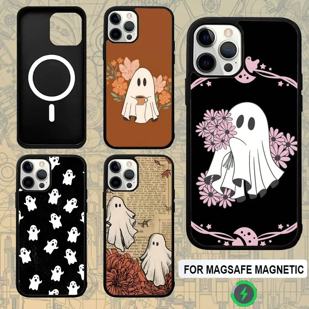 

Cute Ghost Pink Phone Case For IPhone 17,16,15,Pro,Max,Air,14,Plus,13,12,11 Magesafe Wireless Charge Cover
