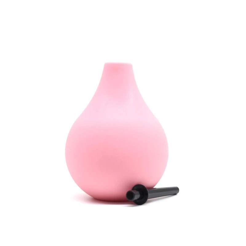 Pink 225ML Portable Travel Silicone Toilet Bidet Shower Bulb Anus Cleaning Bottle with Enema Nozzle for Personal Hygiene