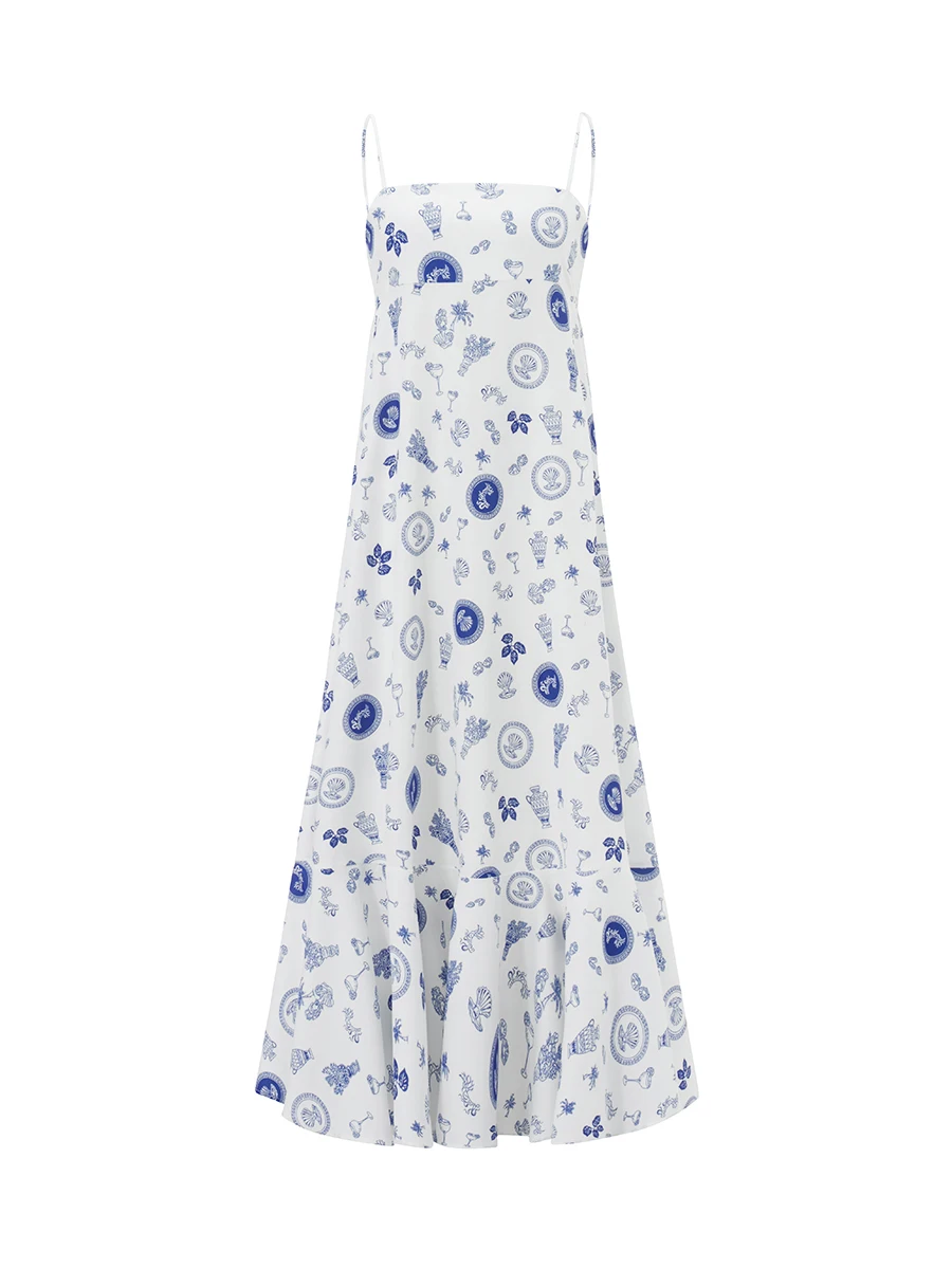 Women s Boho Floral Print Maxi Dress Sleeveless Spaghetti Strap Smocked Back Beach Dress Summer Sundress