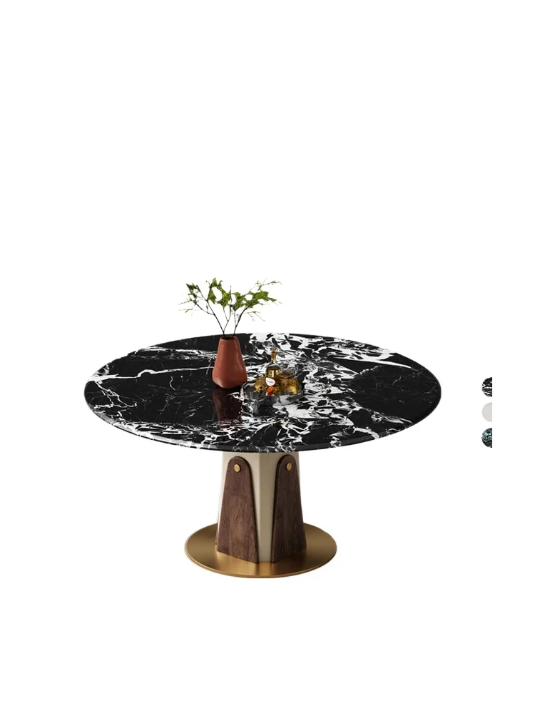 

Natural light luxury marble round dining table, living room home high-end modern simple table and chair combination