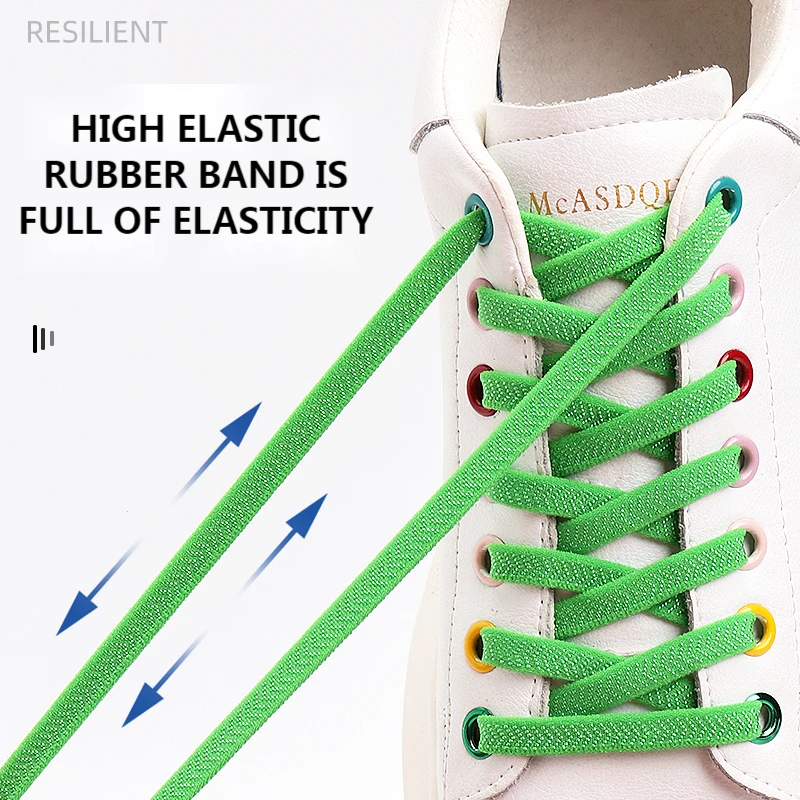 1 Pair Elastic Shoelaces Flat No Tie Shoe Laces Magnetic Colorful Metal Lock Lazy Shoes Lace For Sneakers Accessories Unisex