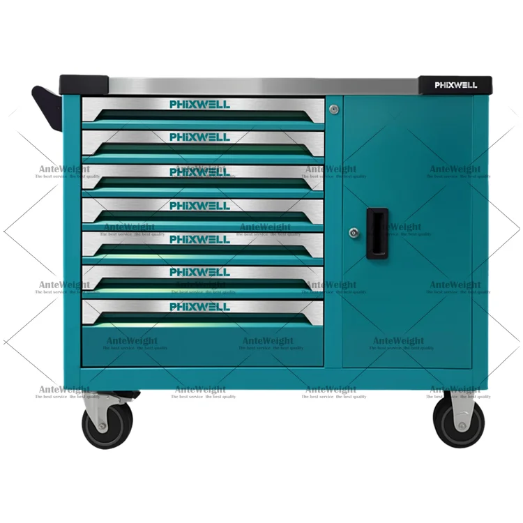 PHIXWELL 7 Drawers Professional Storage Tool Chest Cabinet Cart with Tray Tools Set and Heavy Duty Tool Box