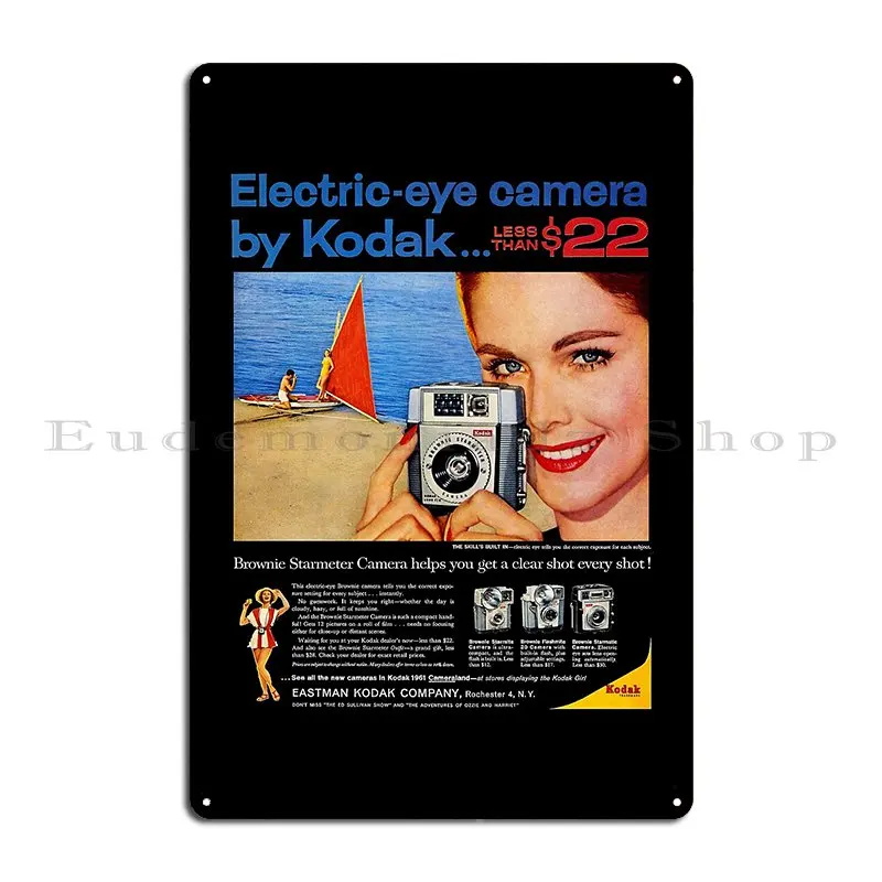 Kodak Electric Eye Camera Advert Metal Signs Bar Mural Create Cinema Wall Decor Tin Sign Poster