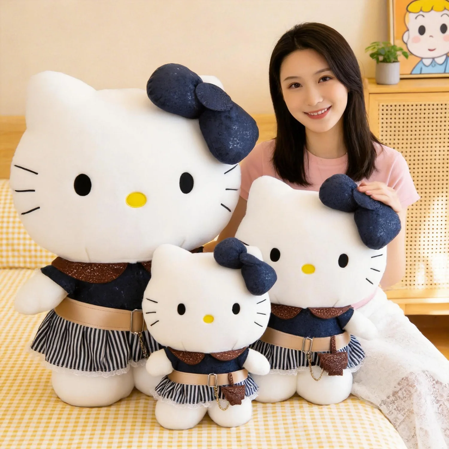 

Плюшевые игрушки Hello Kitty Sanrio, большие размеры 40-80 см, мультяшные аниме-персонажи, мягкие и удобные куклы-украшения, детские игрушки, подарки