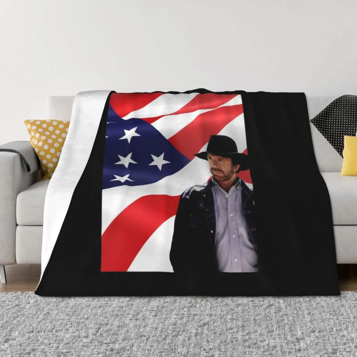 

Walker Texas Ranger Chuck Norris Patriotic 20 Retro Graphic Shir Throw Blanket Plush Comforter For Baby funny gift Blankets