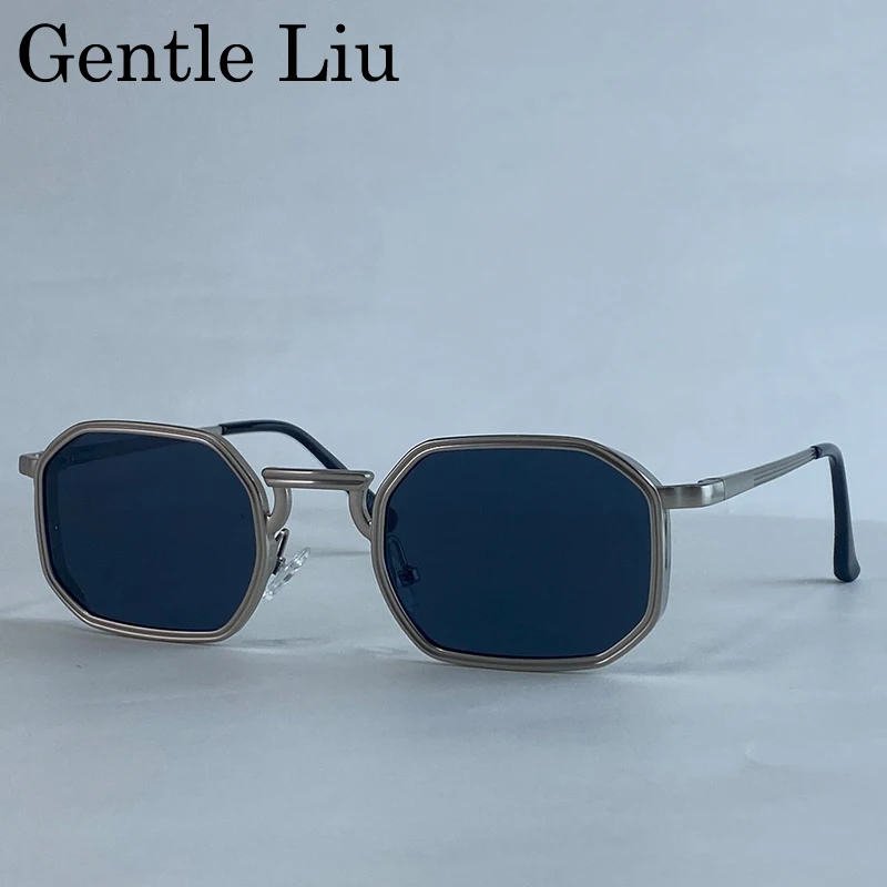Steampunk Klassische Rechteckige Sonnenbrille für Herren 2026 Luxusmarke Punk Polygon Metallrahmen Sonnenbrillen für Männer Fahrbrillen Schutzbrille – Detail 2