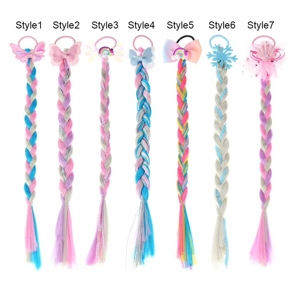 Cute Girls Colorful Wig Hair Ropes Princess Twist Braid Elastic Hair Bands Ponytail Headwear Fashion Kids Hair Accessories