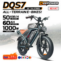 S7Q 1000W Powerful Electric Bike 48V 60AH Lithium Dual Battery Luxury E-bike For Adults 20 Inch Fat Tire Mountain Terrain Bike