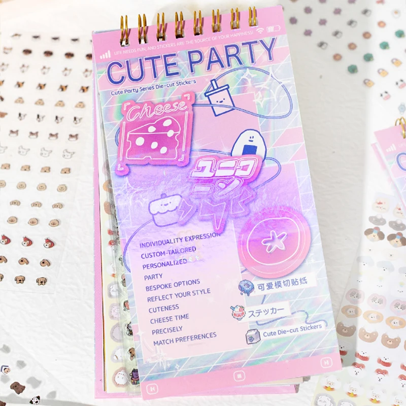 Mr Paper, Cute Party Series Sticker Book, Mobile Phone Case Decoration Stickers, Kawaii Stickers