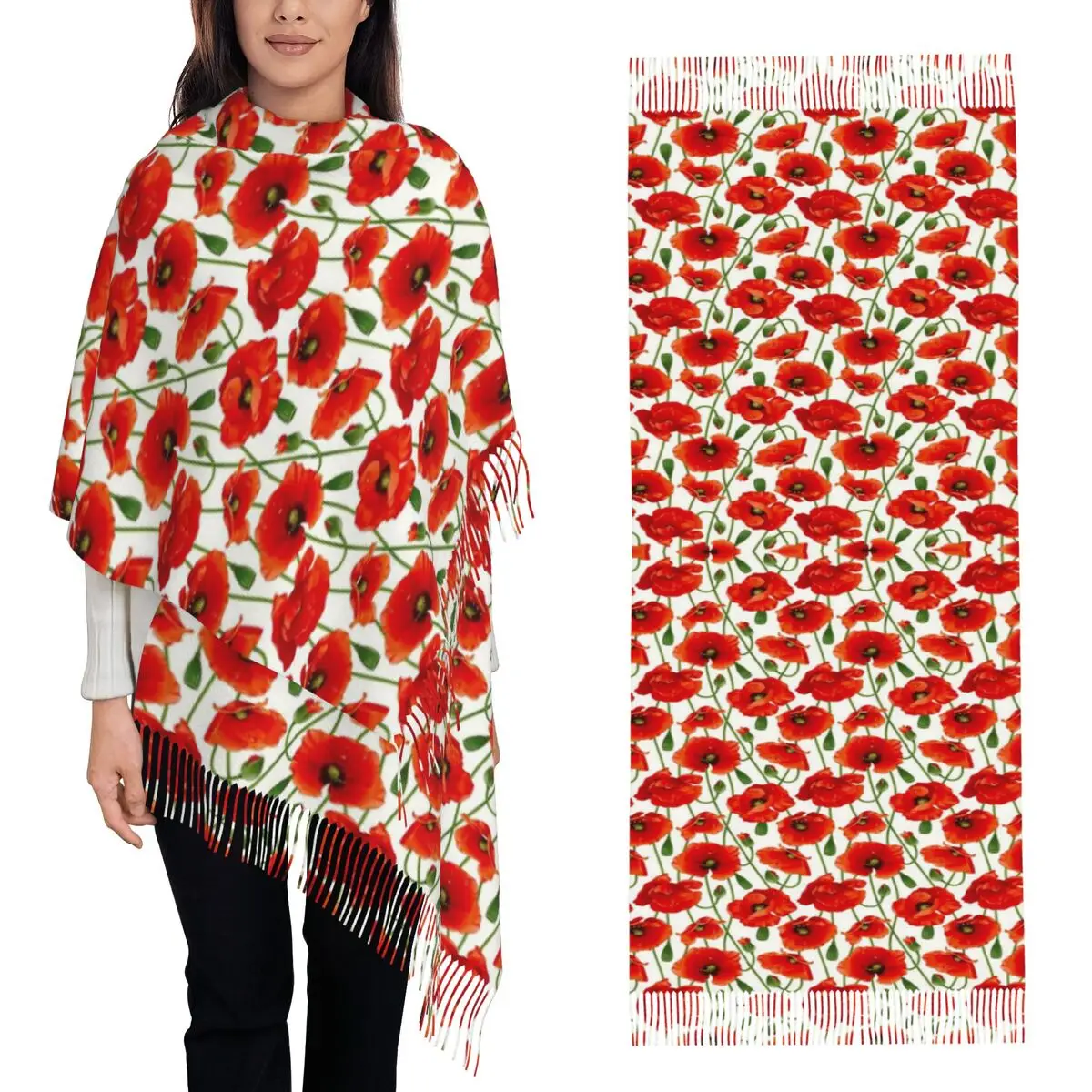 

Poppy Gard Scarf Tassel Scarves for Women Soft Warm Shawls and Wraps Large Fall Winter Shawl Wrap
