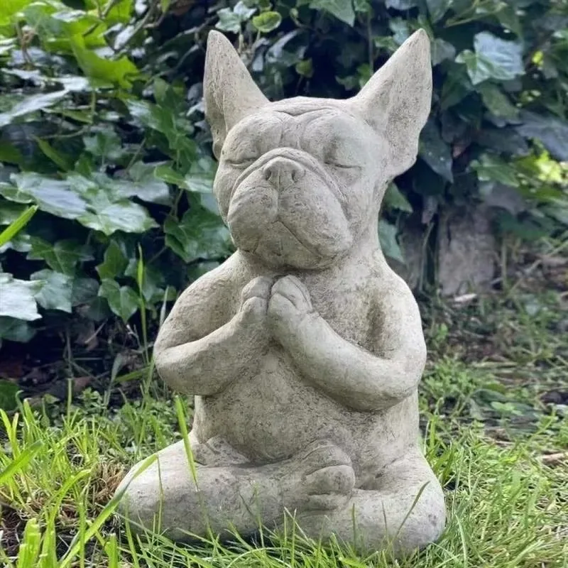 Outdoor Jardin Garten Yoga Pose Meditation Dog Resin Statue Ornaments Waterproof   for Office Home Decor Garden Decoration