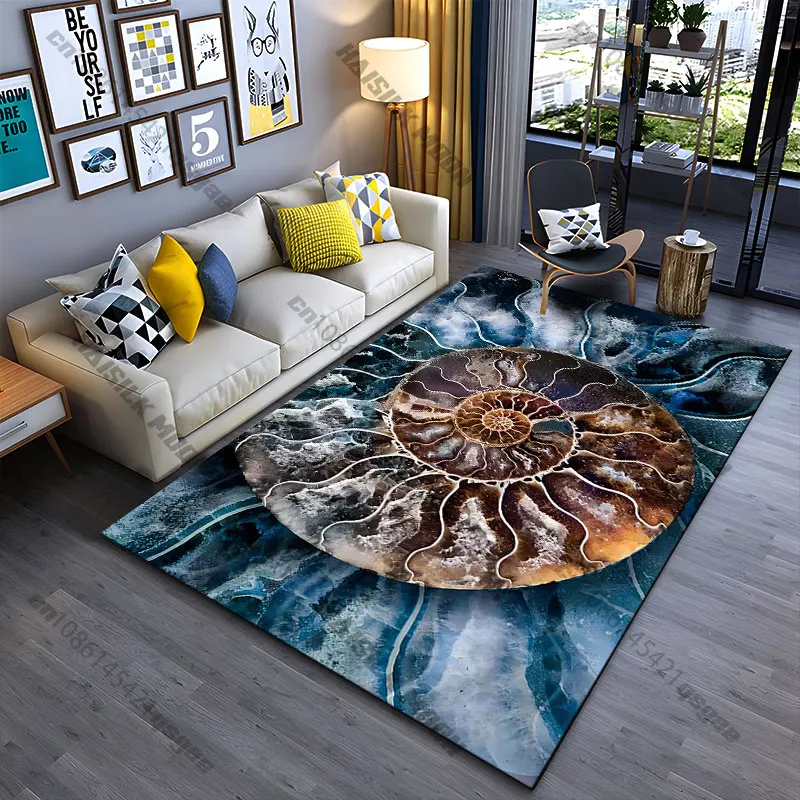 Nature symmetry fossil spiral carpet Yoga living room room decor children's crawling mat doormat area rug games mat