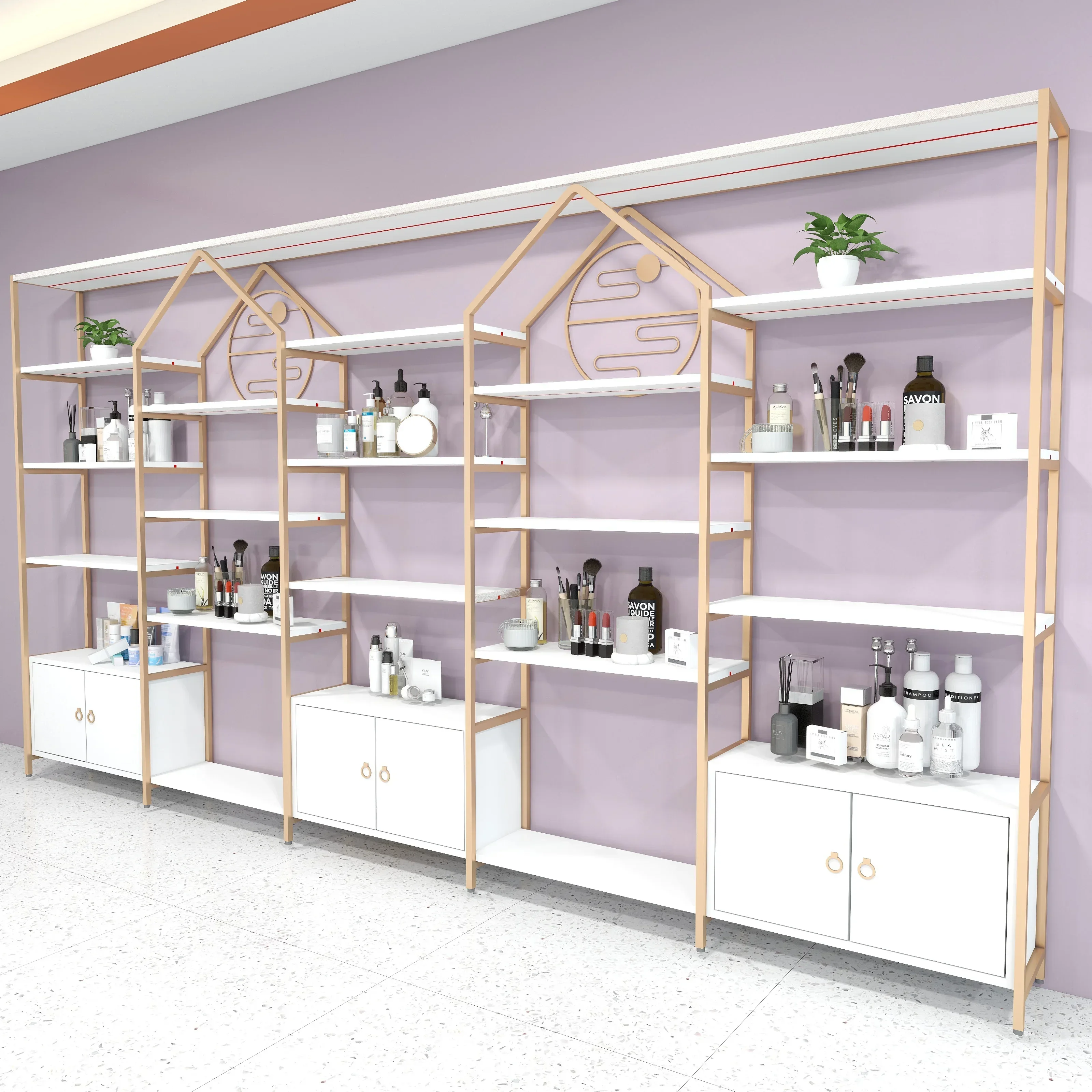 Display Cabinet Cosmetics Display Cabinet High End Atmospheric Nail and Makeup Shelf Products