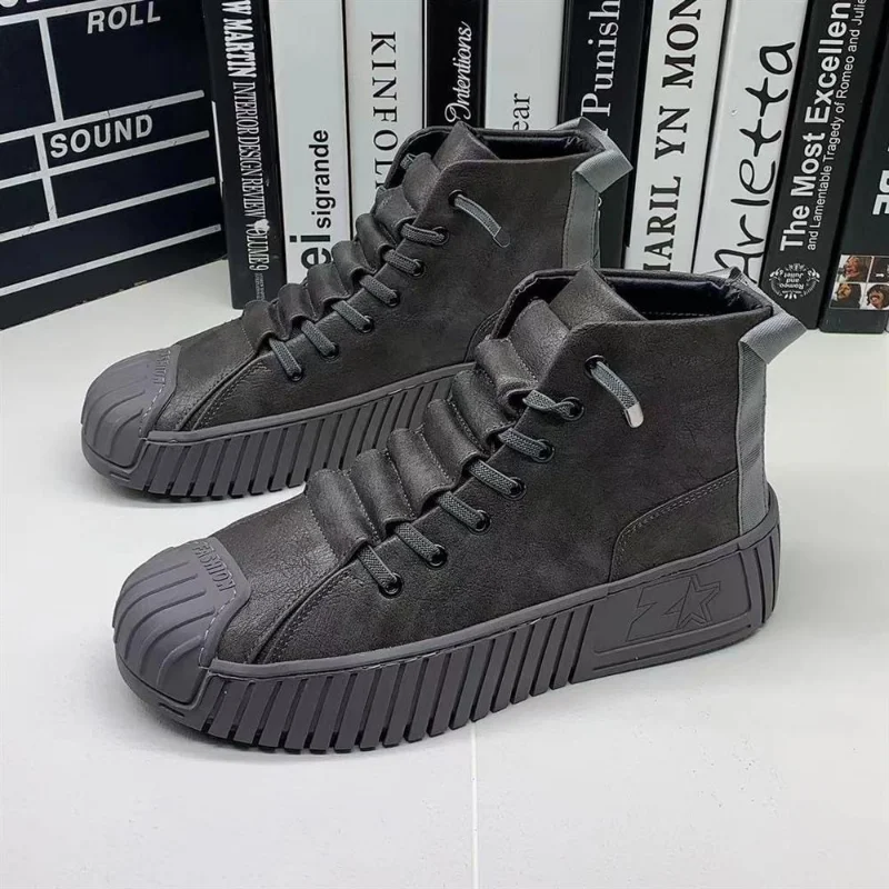 2024 Autumn and Winter Men Boots Increased Boots Lace-up Casual Shoes Board Shoes High Quality Outdoor Boot British Style New