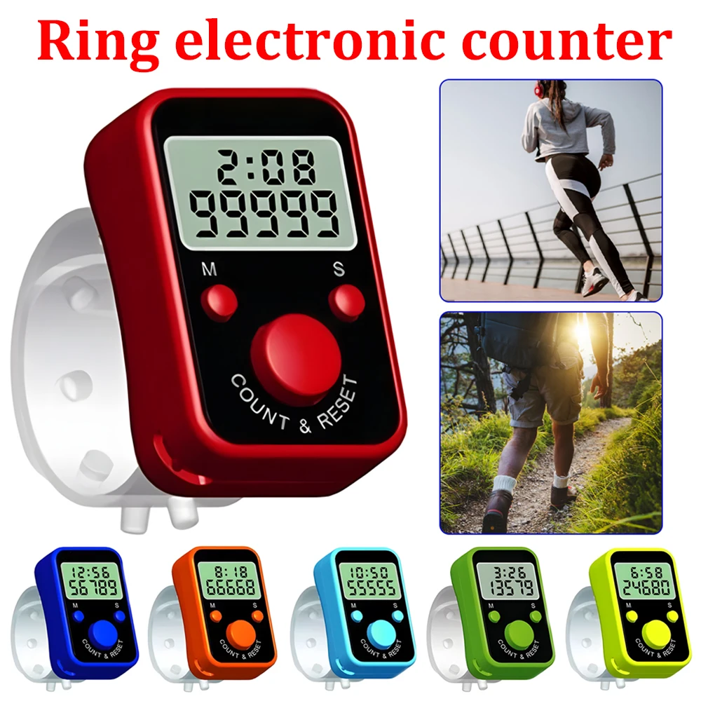 Finger Counter LCD Electric Digital Display Manual Counter Ring  Electronic Time Counter with Light Tally Counter Stitch Marker