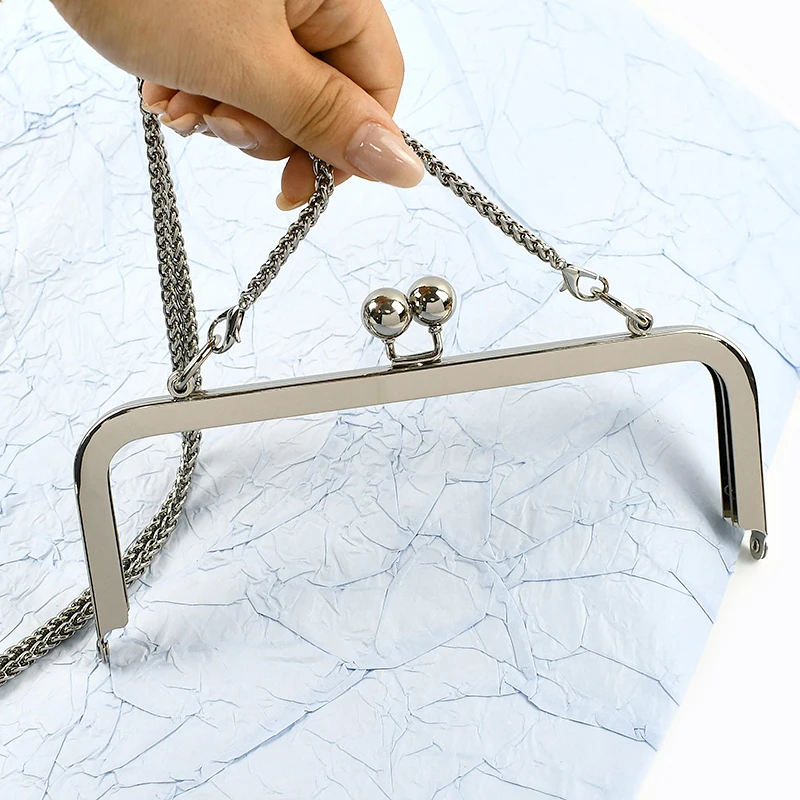 20/25cm Metal Bags Handle Smooth Purse Frame Clourse Clip Kiss Clasp Handbag Wallet Screw Brackets DIY Bag Accessories,1/2/5Pcs