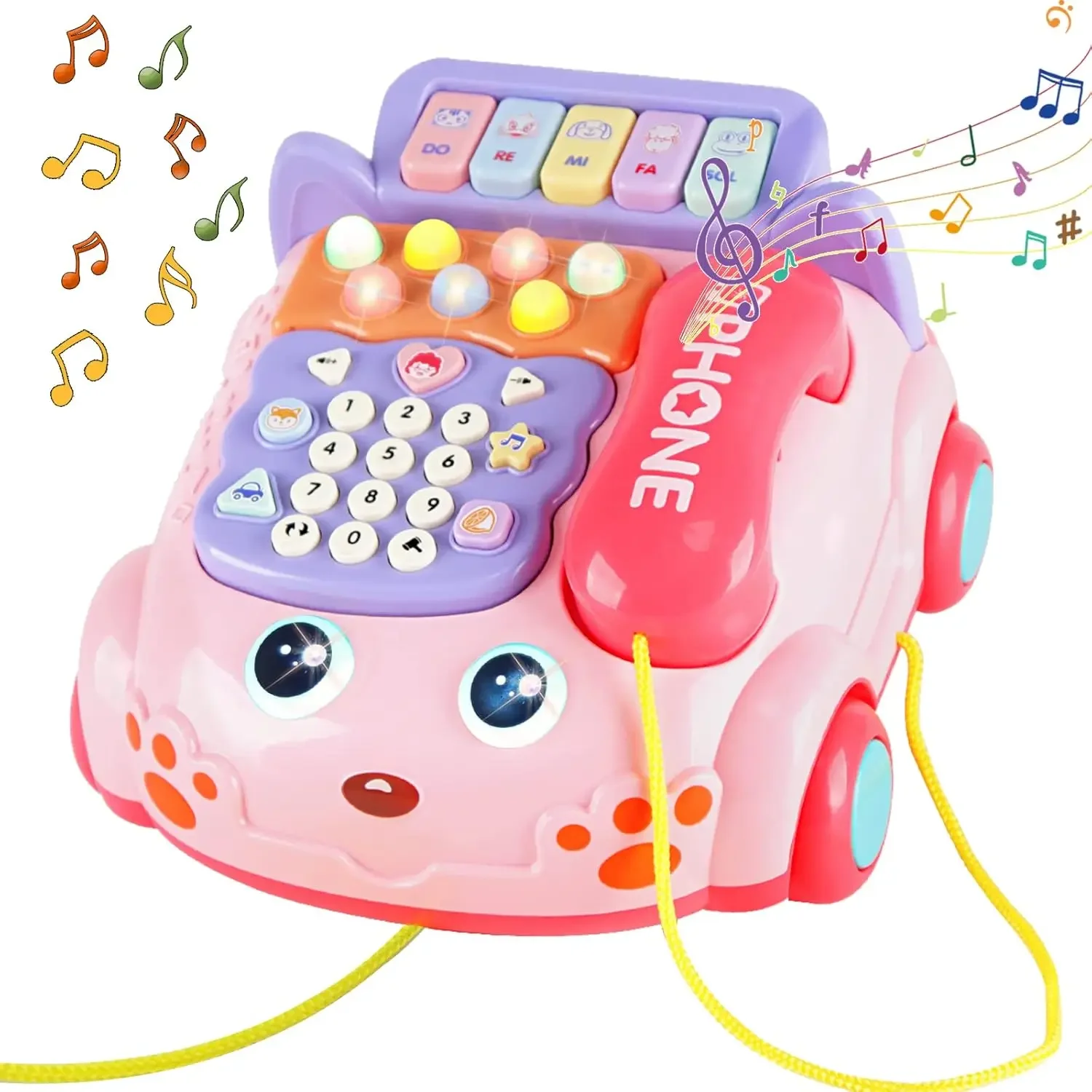 Juguetes para teléfono de bebé, teléfono para niños, dibujos animados, Piano para bebé, música, luz, teléfono de imitación para niños, teléfono móvil para niños, regalo interactivo