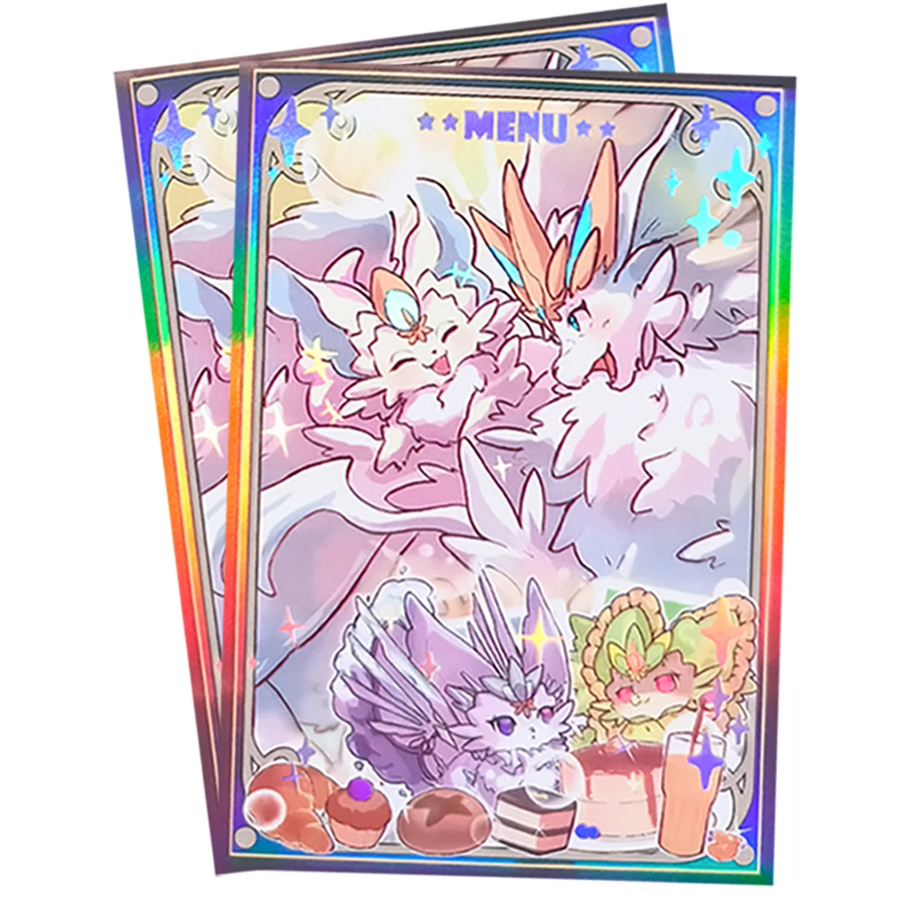 50PCS 63X90mm Purrely Foil Anime Card Sleeves for YGO Playing Card Cover Cartoon Board Game Toploading Trading Card Protector