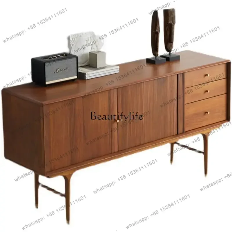 

jj4 Nordic light luxury Japanesestyle solid wood dining side cabinet industrial organ door storage cabinet