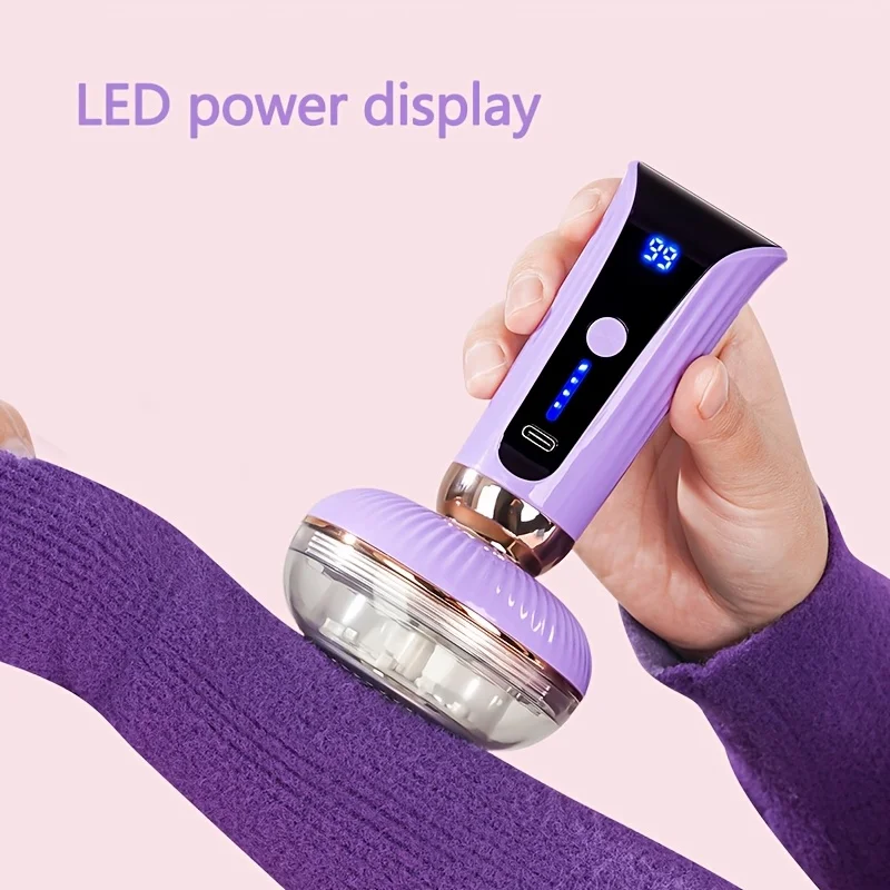 1Pc Rechargeable Upright Fabric Trimmer with 6 Blades Hairball Trimmer Removes Hairballs from Clothes, Furniture, Sofas, Blankets