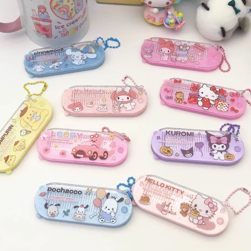 

Hello Kitty Folding Mirror Comb My Melody Anime Peripheral Cartoon Cute Folding Mirror Comb Convenient Practical Outdoors Comb