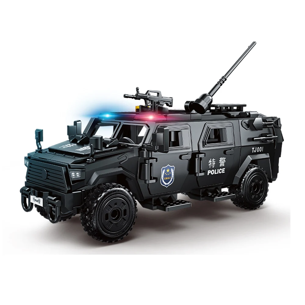 Exército militar forças especiais polícia swat soldados veículo blindado blocos de construção tijolos montagem brinquedos para crianças presente