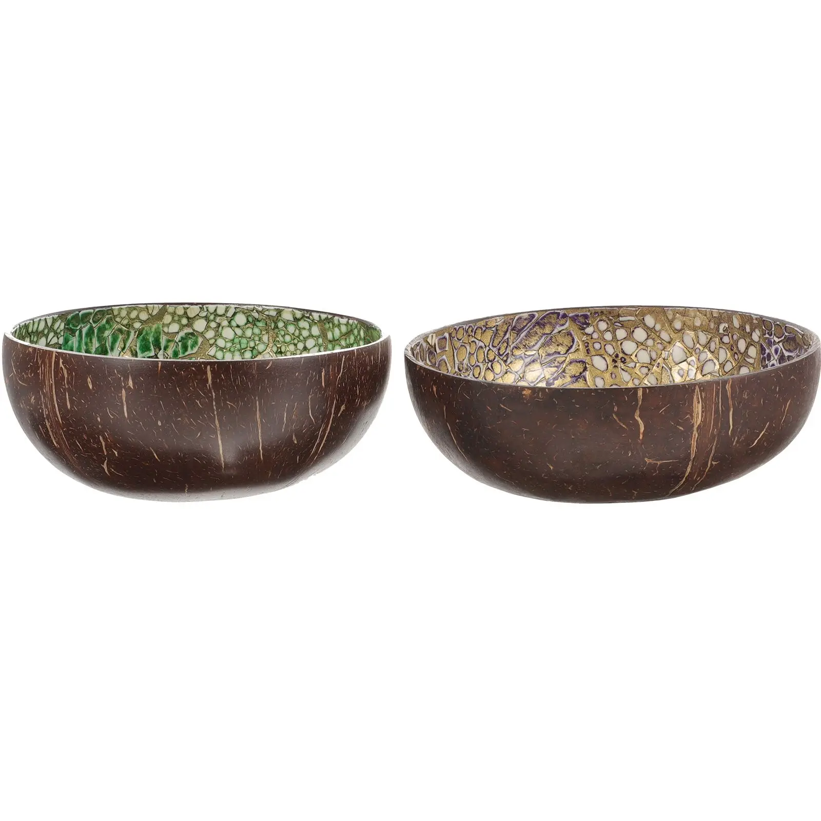 

2Pcs Coconut Natural Food Container Salad Fruit Storage Restaurant Decor Kitchen Coconuts Bowl Decor Black Purple