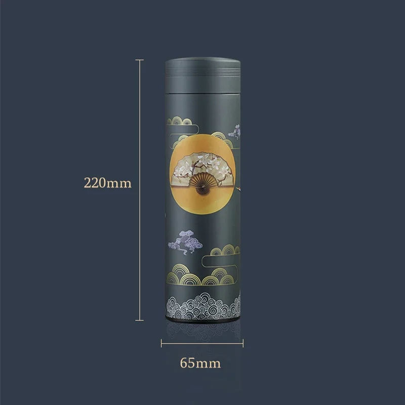 Temperature Display Vacuum Flask Portable Coffee Mug 0.5L Drinking Kettle Stainless Steel Water Bottle Chinese Style Thermos Cup