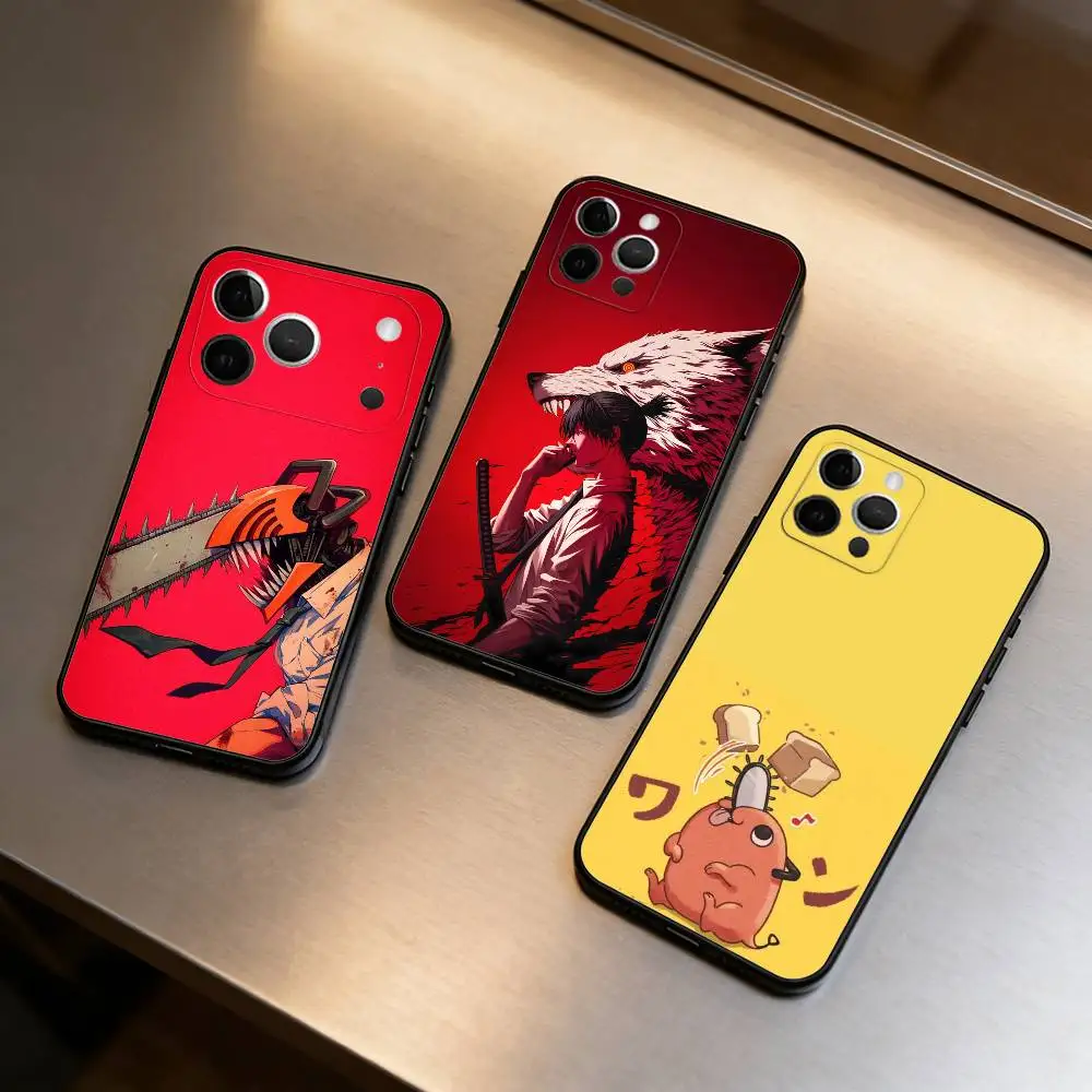 

C-Chainsaw M-Man CM-ES Soft Silicone Black Cover,Phone Case For iPhone 17,16,15,14,13,12,11 Plus,Pro Max,XS