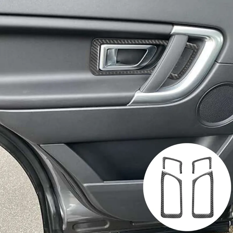 

4pcs Car Interior Rear Door Handle Frame Carbon Fiber Trim Sticker For Land Rover Discovery Sport 2015-2019 Styling Accessories