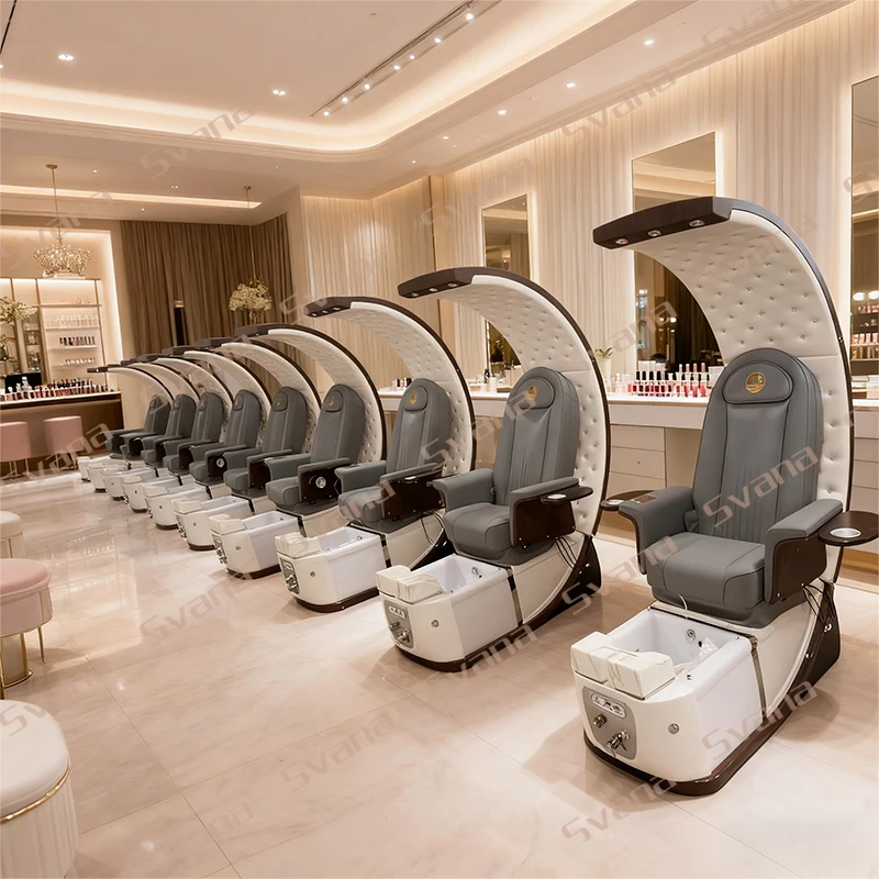 Custom.أثاث صالون الأظافر محطة مانيكير وباديكير بدون أنابيب كرسي باديكير حديث