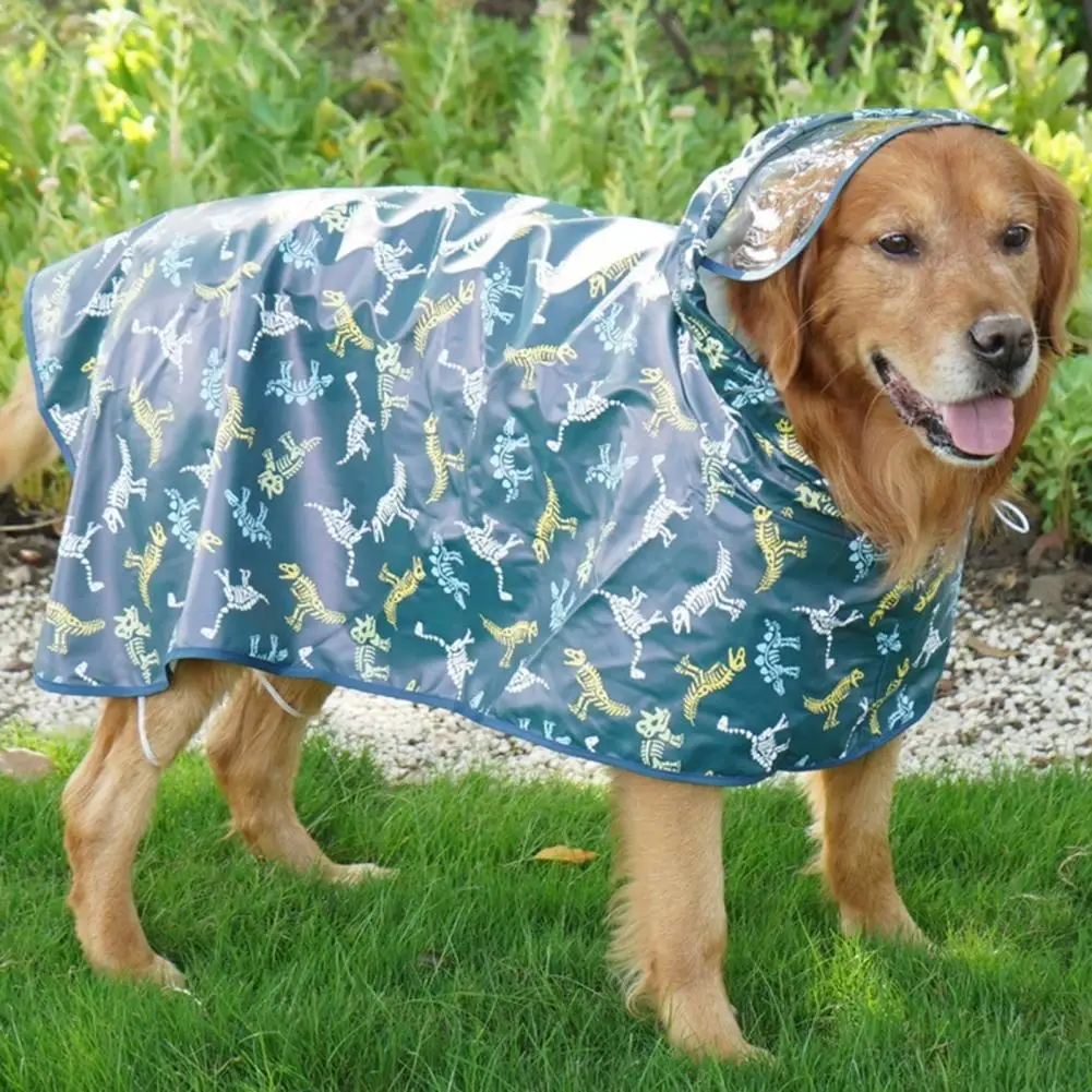 Pet Raincoat Wear-resistant Dog Rainwear Waterproof Rainproof  Stylish Cartoon Rabbit Print Pet Dogs Hooded Rain Poncho