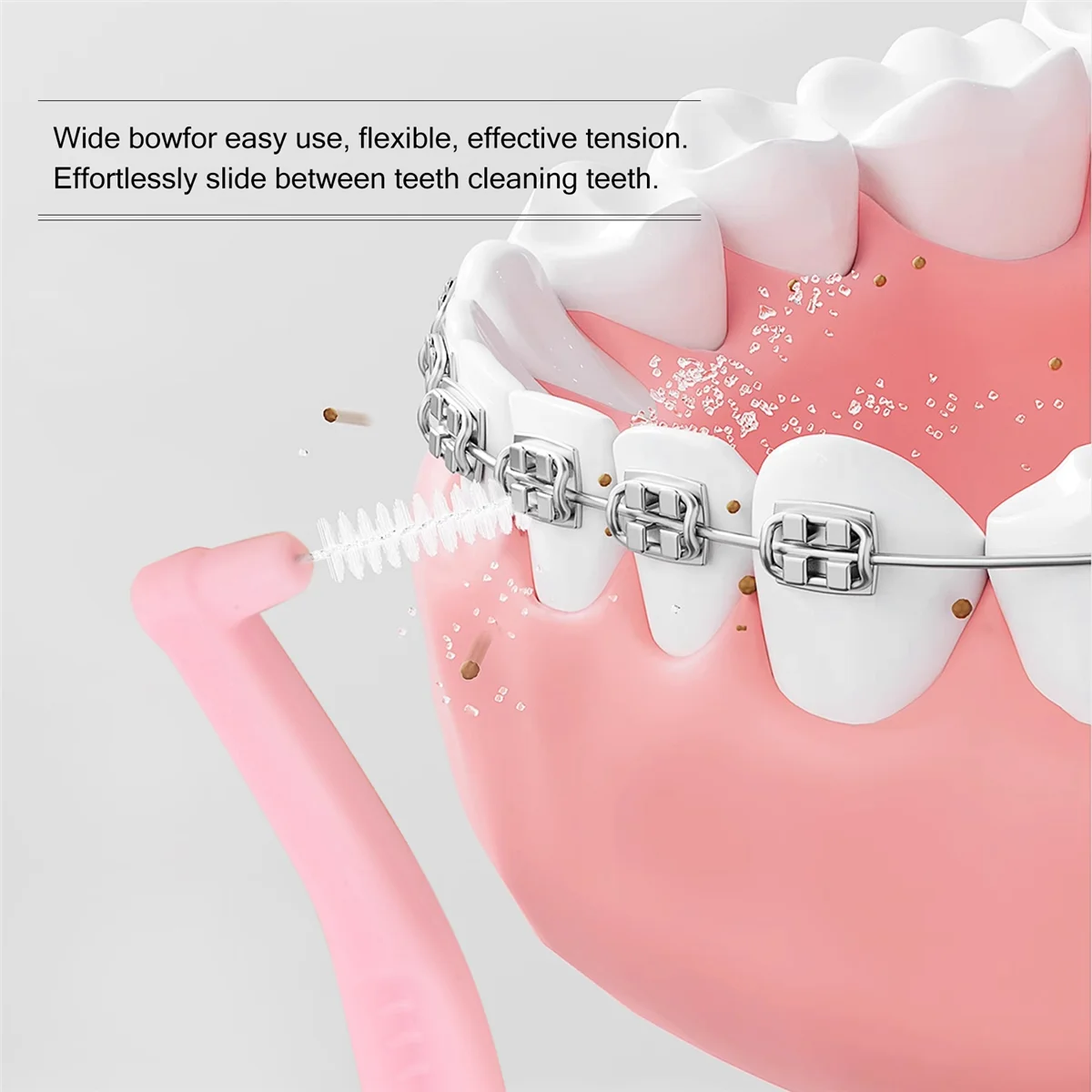 Escova de escovação ortodôntica interdental, tipo L, limpador de escovas, 0,6mm, 20 unidades por caixa