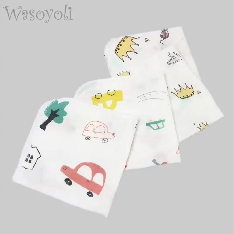 10 Peices / Lot Wasoyoli 30*30cm Burp Cloths 2 Layers 100% Muslin Cotton Soft Handkerchief For Baby Feeding Bathing Face Washing