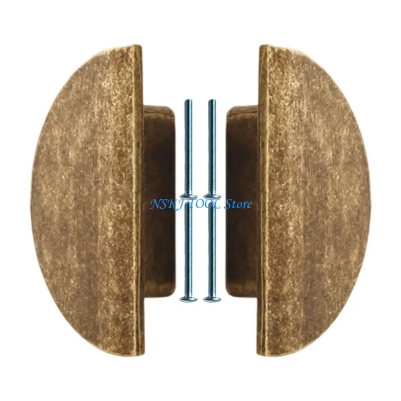 L8RC Antique Bronze Cupboard Hardware Semi Circular Pulls Metal Drawer Handles Set