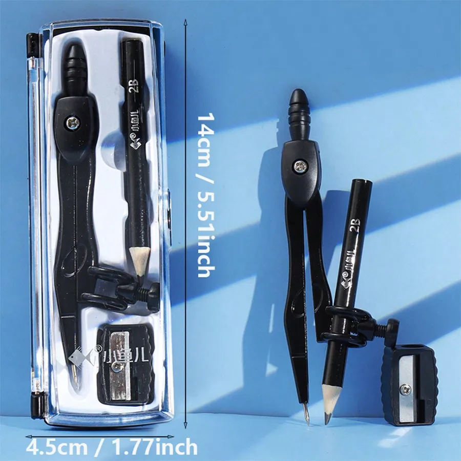 1 Set of 2B Mechanical Pencil and Compass Suitable for Pen/mechanical Pencil Exam Drawing Tool Kit