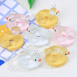 10Pcs Cartoon Transparent Swimming Duck Charms Resin Lovely Animals Pendant DIY Earrings Hairpin Jewelry Making Finding C1239