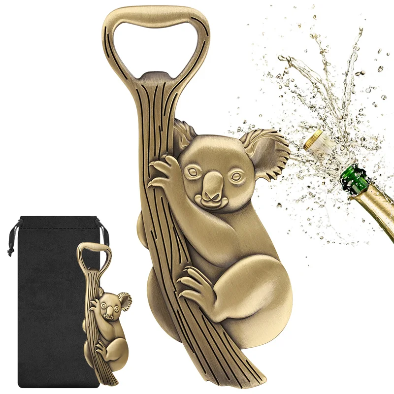Creative Koala Climbing Tree Bottle Opener Vintage Metal Beer Opener for Bar Kitchen Wedding Party Decor Gift for Beer Lovers