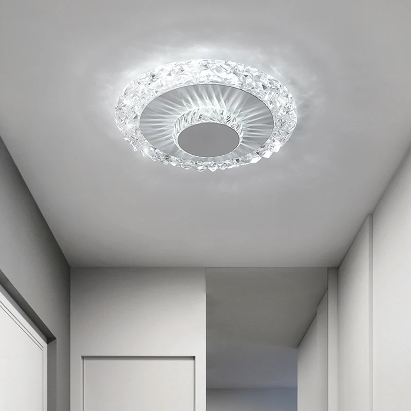 Imagem -02 - Yicolai-luxo Moderno Circular Cristal Luz de Teto Lâmpadas Led Quentes Quarto e Sala de Estar Corredor e Varanda Decoração de Iluminação