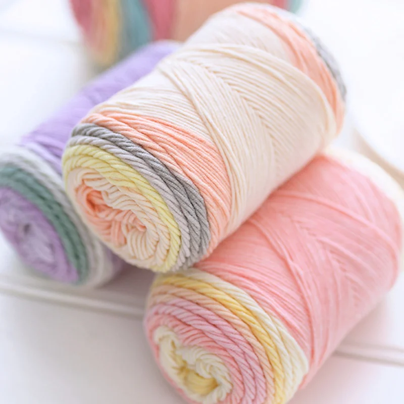 Yarns For Knitting And Crochet Rainbow Segment Dyed Yarn 5 Strand Wool DIY Handmade Knitted Baby Hat Scarf Sofa Yarn Wholesale